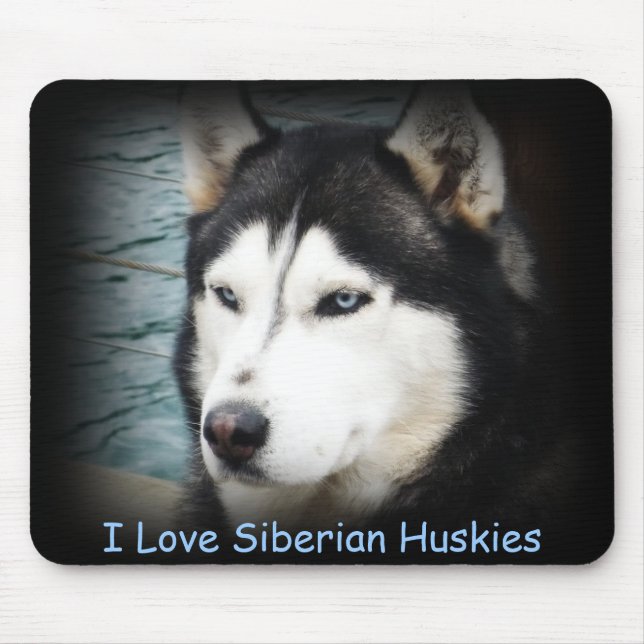 ohhshadow, I Love Siberian Huskies Mouse Pad (Front)