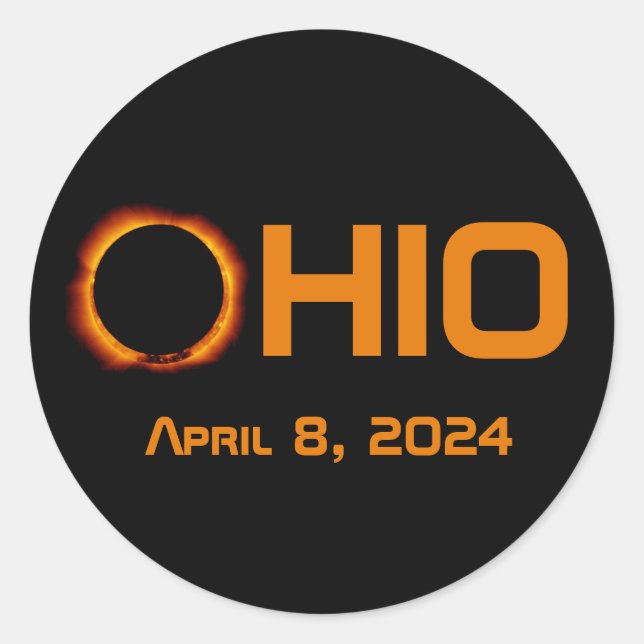 Ohio 2024 Total Solar Eclipse  Classic Round Sticker (Front)