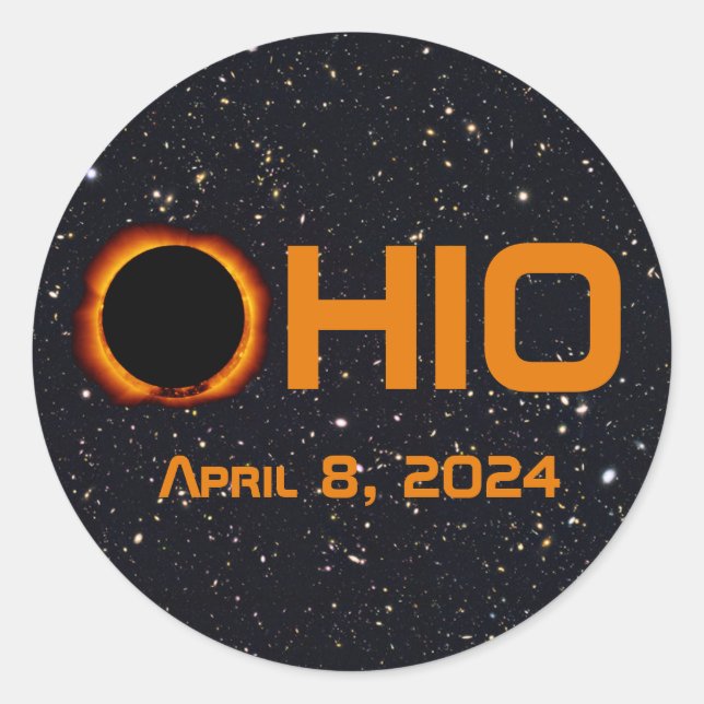 Ohio 2024 Total Solar Eclipse  Classic Round Sticker (Front)