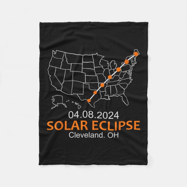 Ohio 2024 Total Solar Eclipse  Fleece Blanket (Front)