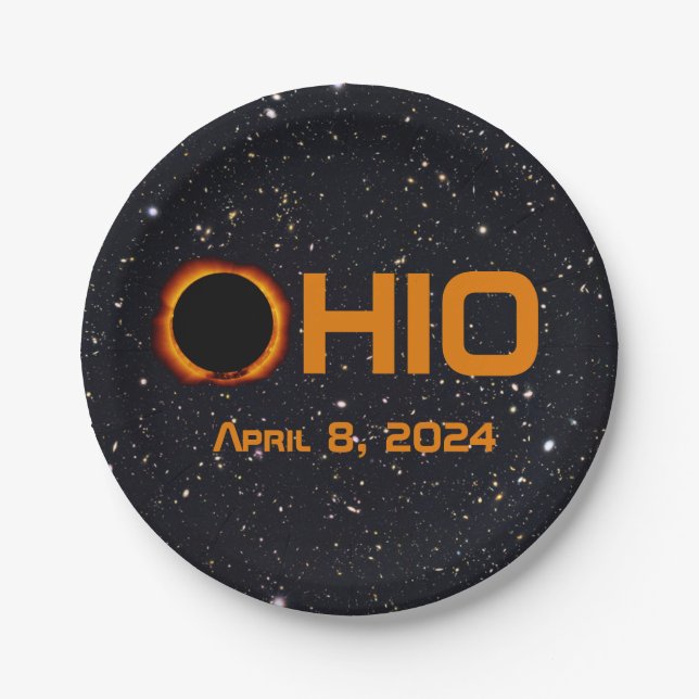 Ohio 2024 Total Solar Eclipse  Paper Plate (Front)