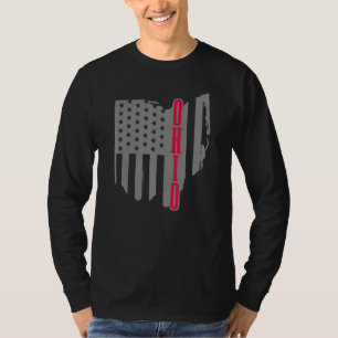 Ohio American Flag State Map Pride Patriotic 4th O T-Shirt