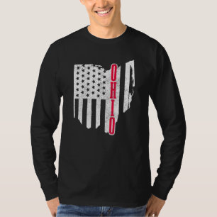 Ohio American Flag State Map Pride Patriotic 4th O T-Shirt