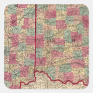 Ohio and Indiana 3 Square Sticker