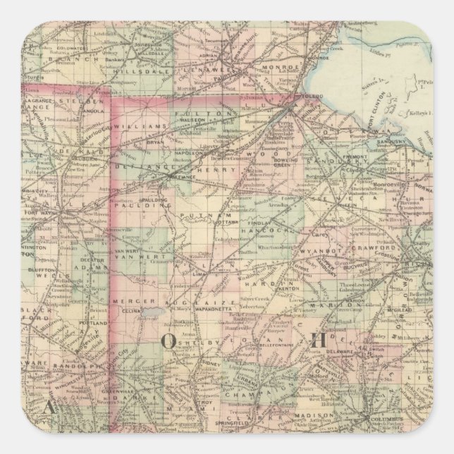 Ohio and Indiana Square Sticker (Front)