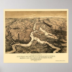 Ohio and Mississippi River Map 1861 Poster