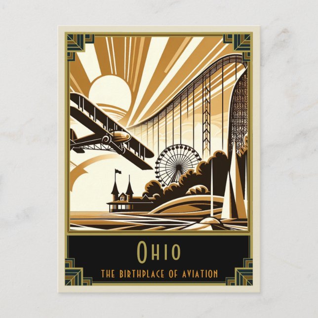 Ohio | Art Deco Postcard (Front)