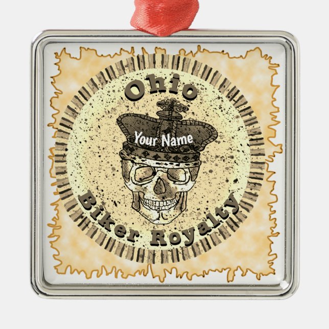 Ohio Biker  Metal Tree Decoration (Front)