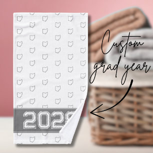 Ohio Buckeye Grey and White Hand Towel