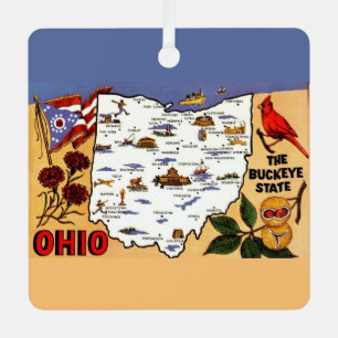 Ohio Buckeye State Postcard Ornament
