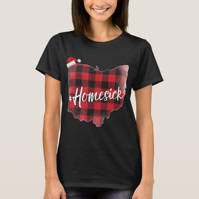 Ohio Buffalo Plaid #Homesick Christmas Santa Hat S T-Shirt (Front)