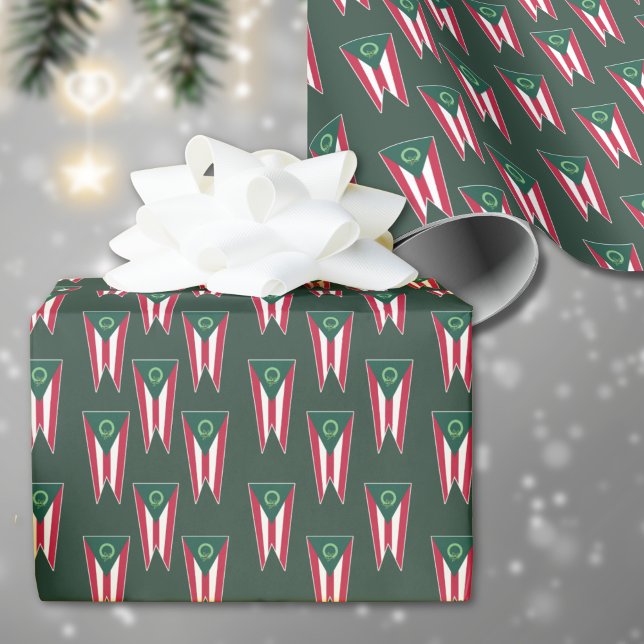 Ohio Christmas Buckeye State Flag Holiday Wrapping Paper (Merry Christmas from Ohio! The state flag of Ohio has a festive makeover for this holiday paper.)