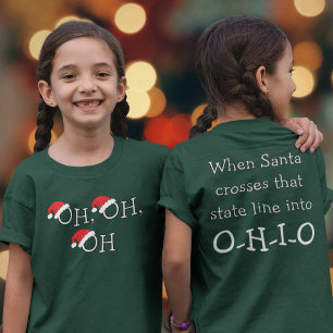 Ohio Christmas OH Santa Hat Holiday Kids T-Shirt