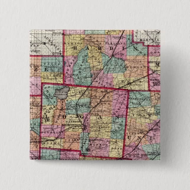 Ohio Counties 2 15 Cm Square Badge (Front)