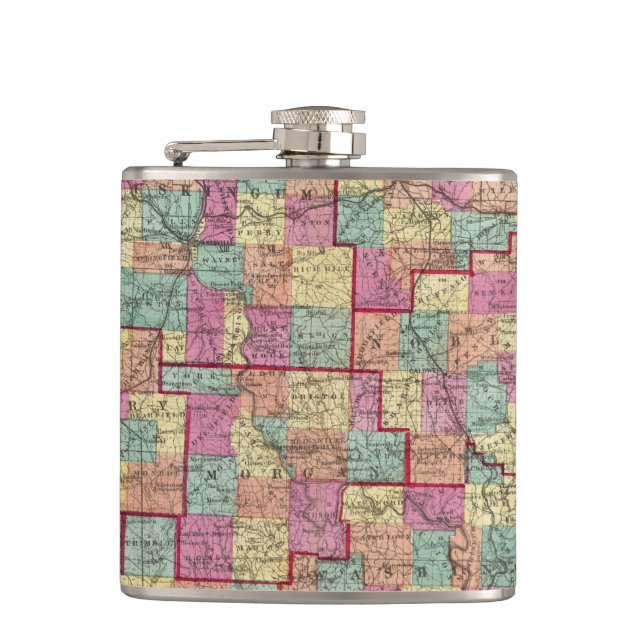 Ohio Counties Hip Flask (Front)