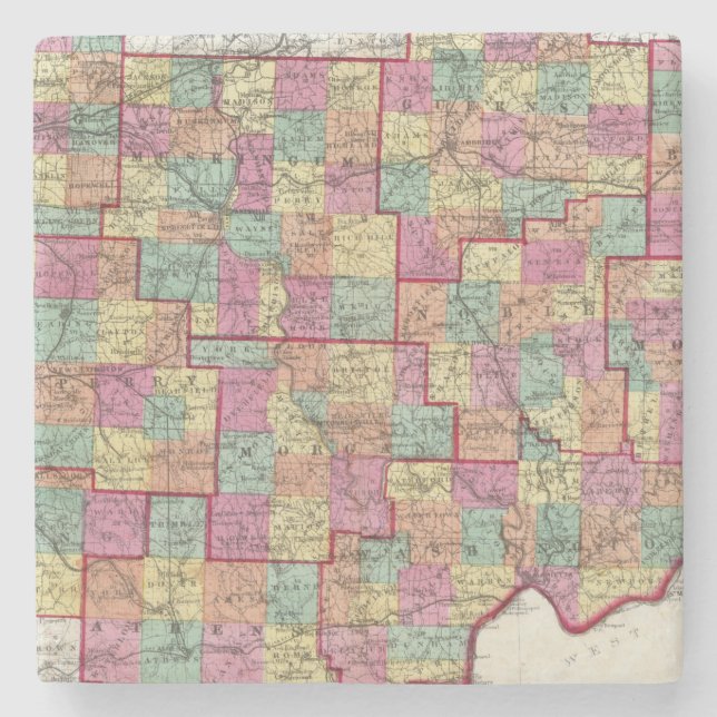 Ohio Counties Stone Coaster (Front)