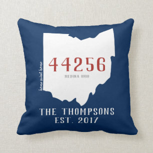 Ohio Custom Town Zip Code Home Pillow Navy