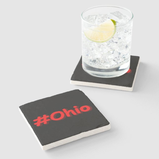 "#Ohio " Cute Design. Buy Now Stone Coaster (Side)