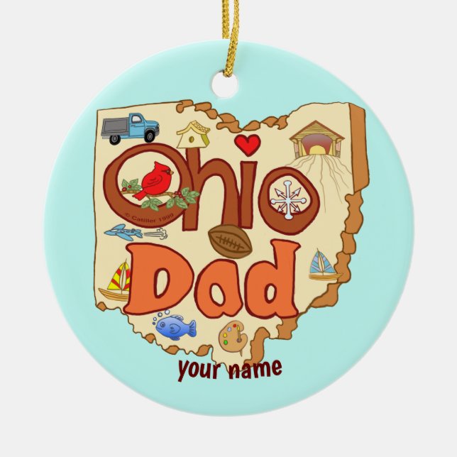 Ohio Dad  Ceramic Tree Decoration (Front)