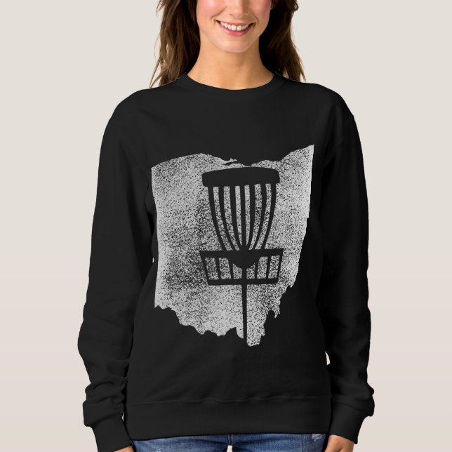 Ohio Disc Golf State with Basket Distressed Graphi Sweatshirt (Front)