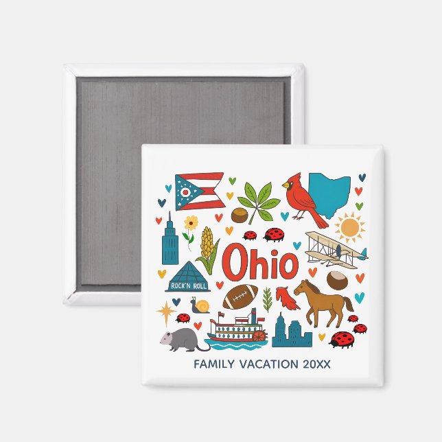 Ohio Family Trip Keepsake Personalised Magnet (Front/Back)