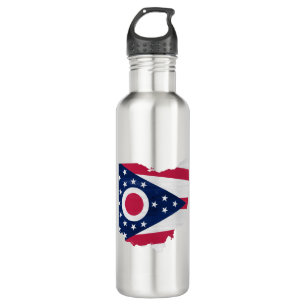 Ohio flag and map 710 ml water bottle