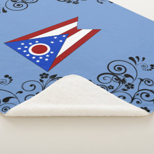 Ohio flag sherpa blanket