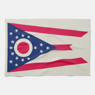 Ohio Flag: The Buckeye State Banner Tea Towel