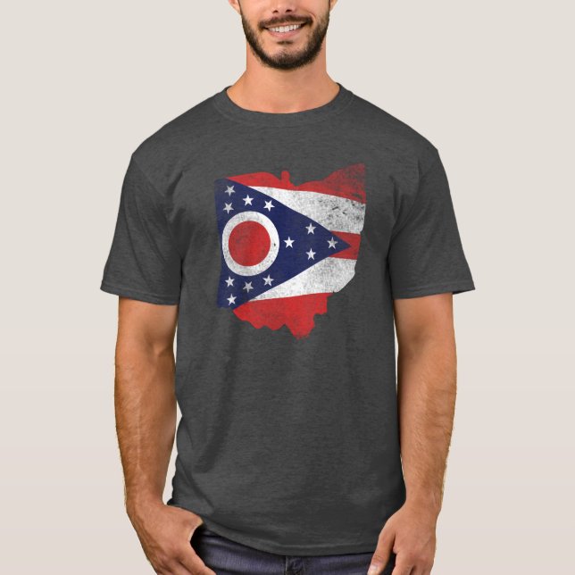 Ohio Flag Worn T-Shirt (Front)
