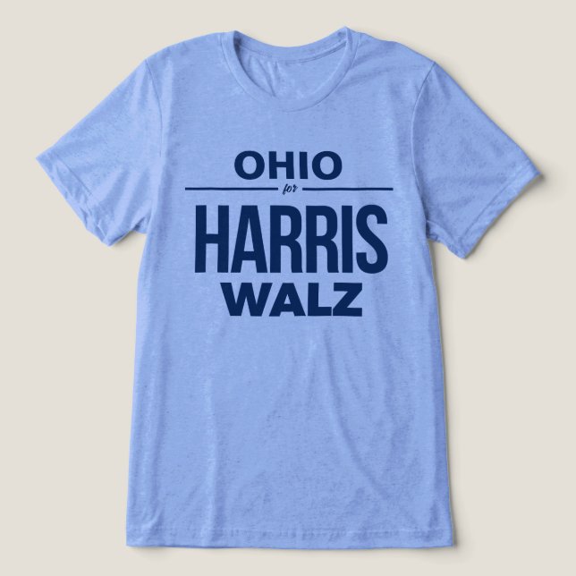 Ohio for Harris Walz Tri-Blend Shirt (Design Front)