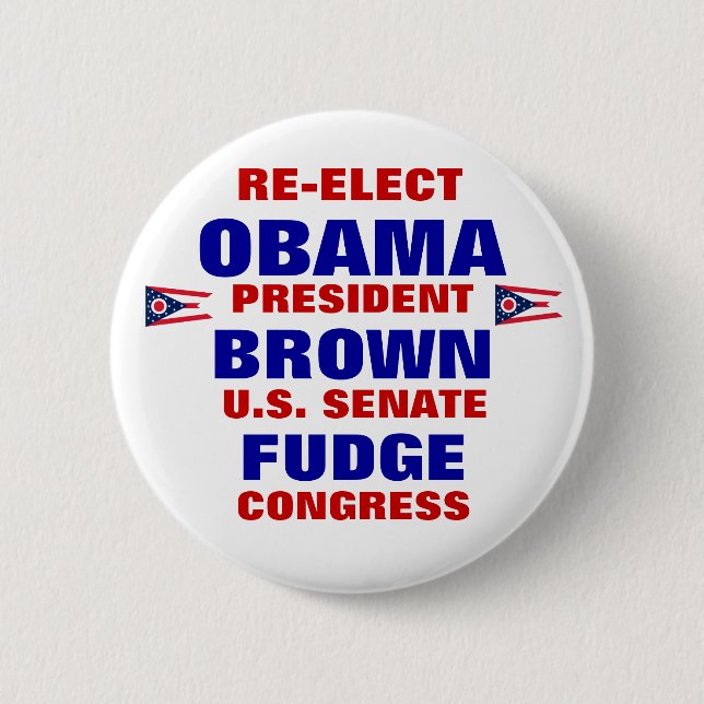 Ohio for Obama Brown Fudge 6 Cm Round Badge (Front)