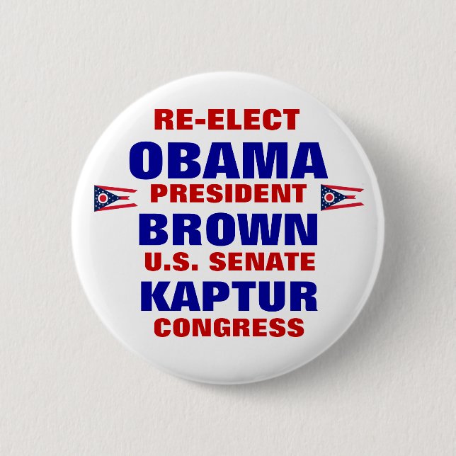 Ohio for Obama Brown Kaptur 6 Cm Round Badge (Front)