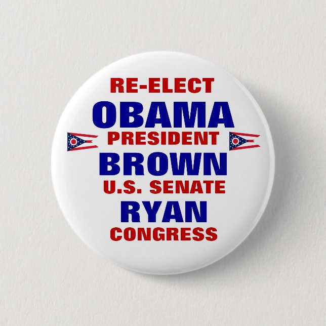 Ohio for Obama Brown Ryan 6 Cm Round Badge (Front)