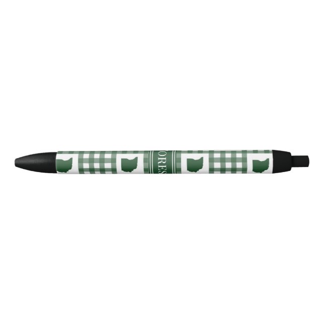 Ohio Green Gingham Black Ink Pen (Front)
