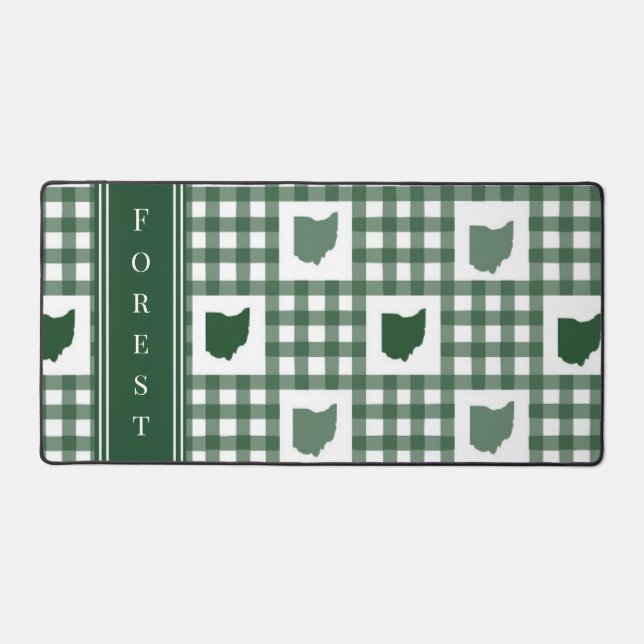 Ohio Green Gingham Desk Mat (Front)