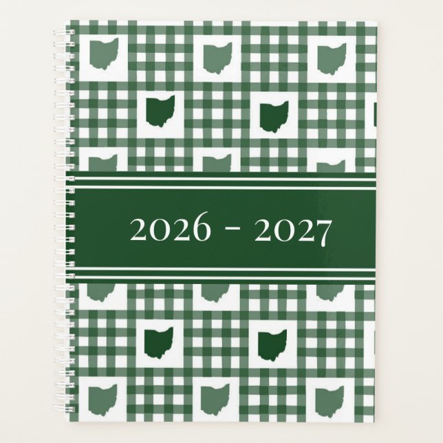 Ohio Green Gingham Planner (Front)