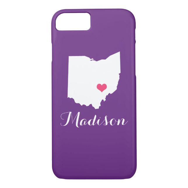 Ohio Heart Purple Custom Monogram Case-Mate iPhone Case (Back)