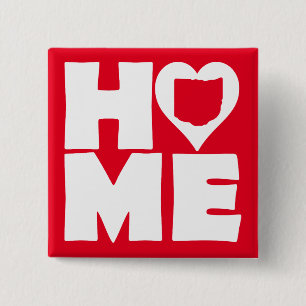 Ohio Home Heart State Button Badge Pin