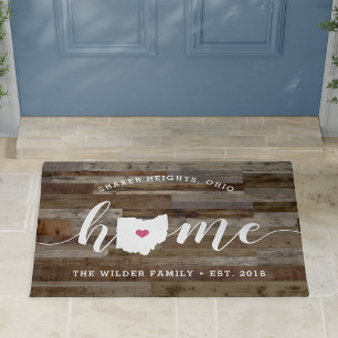 Ohio Home State Personalised Wood Look Doormat