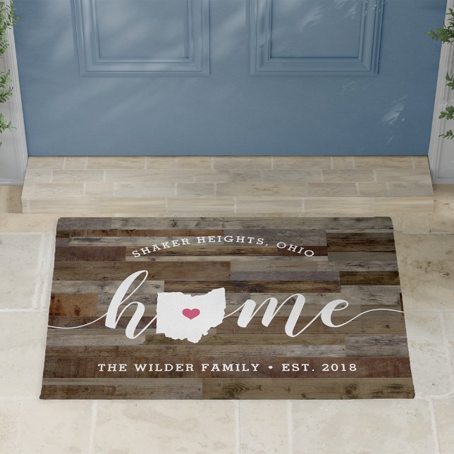 Ohio Home State Personalised Wood Look Doormat (Creator Uploaded)