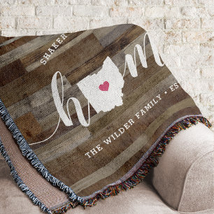 Ohio Home State Personalized Wood Look Throw Blanket