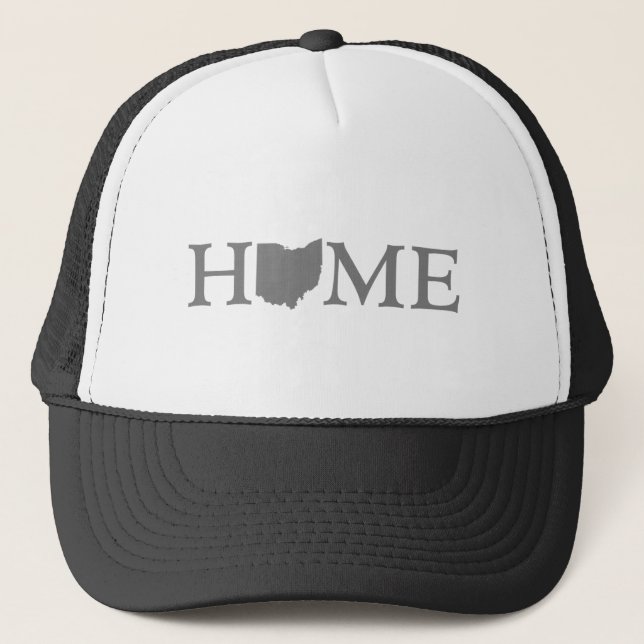 Ohio Home State Shaped Letter Grey Word Art Trucker Hat (Front)