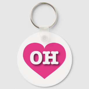 Ohio Hot Pink Heart - I love OH Key Ring