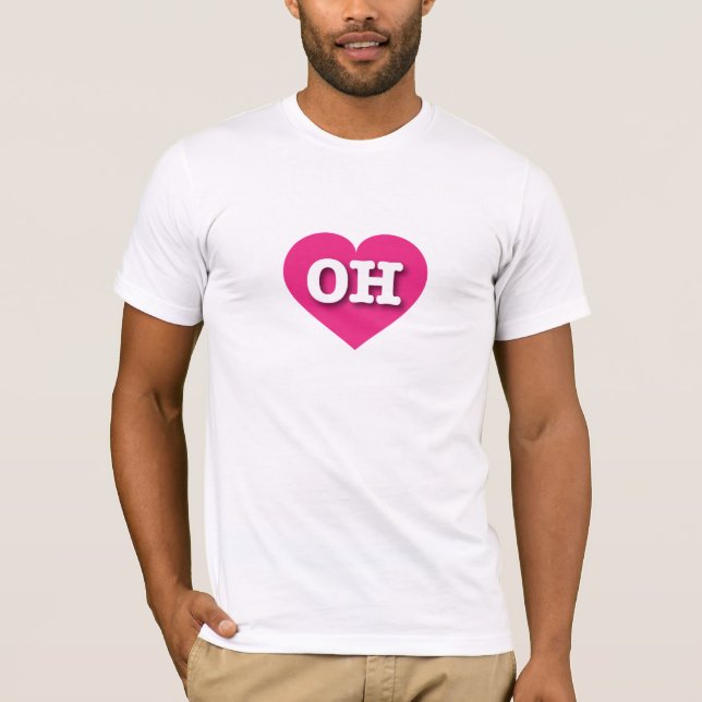 Ohio Hot Pink Heart - I love OH T-Shirt (Front)