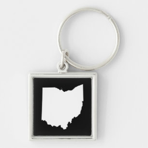 Ohio in White and Black Key Ring