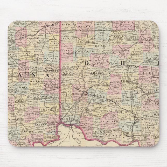 Ohio, Indiana Mouse Pad (Front)
