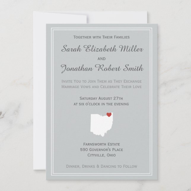Ohio Love - Customisable Wedding Invitation (Front)
