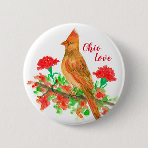 Ohio Love Female Cardinal Geraniums 6 Cm Round Badge