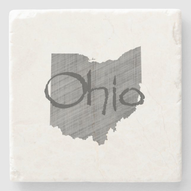 Ohio Map Shaped Vintage Gray Chalkboard Stone Coaster (Front)