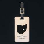 Ohio Map Wedding Luggage Tag, Custom Gift Tag<br><div class="desc">These state luggage tags make the perfect wedding gift tags or welcome bag tags. Tie it to your gift instead of a typical paper gift tag, and they can use it for months and years to come. Tags have a peach apricot watercolor background. To place the heart at the wedding...</div>